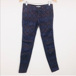 Free People Aztec Print Skinny Jeans Size Waist 26